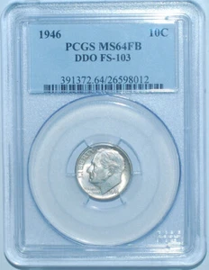 1946 PCGS MS64FB Full Bands FS-103 DDO Double Doubled Die Obverse Roosevelt Dime - Picture 1 of 3