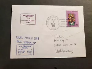 Schiff MV ENNA G., Nauru Pacific Line Naval Cover 1976 TRUK, CAROLINE ISLANDS - Bild 1 von 2