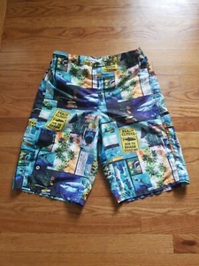 OP Boys Swim Trunks Shorts Size (18) XXL Shark Fish facts Elastic Waist - Picture 1 of 5