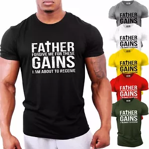 Father Forgive me for these GAINS | T-shirt bodybuilding | Abbigliamento palestra PALESTRA - Foto 1 di 8