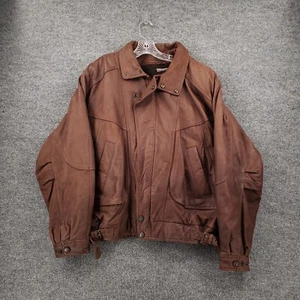 VINTAGE Georgetown Leather Design Jacket Men Large Brown Thinsulated Thermal 90s - Picture 1 of 16