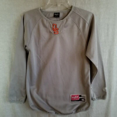 Rawlings Youth Large Baseball Shirt Long Sleeve Gray Polyester Number 28 - Image 1 of 4