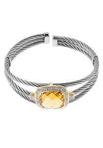 Pulsera con cable Charriol Classique oro amarillo 18K y amarillo S.S. citrino y diamante - Imagen 1 de 1