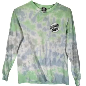 SANTA CRUZ Skateboards Tie Dye Long Sleeve T-Shirt Size S 100% Cotton Grunge 90s - Picture 1 of 9