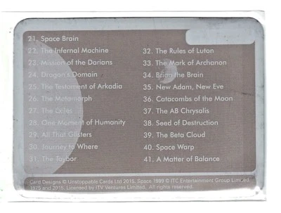 PRATO DE IMPRESSORA Unstoppable Cards Space 1999 (2016) - #53 Lista de verificação verso - Imagem 1 de 2