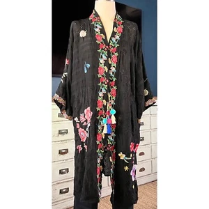Johnny Was Marlowe stravagante kimono nero ricamato S - Foto 1 di 20