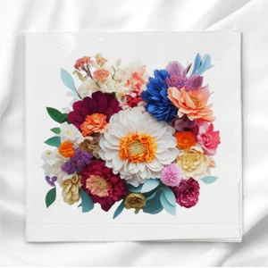 Floral Bouquet Fabric Panel for Quilting Sewing Crafting Quilt Block Square - Picture 1 of 2