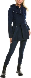 Authentic Nautica Women's Hooded Raincoat with Belt Jacket, Navy Seas, X-Small - Picture 1 of 5