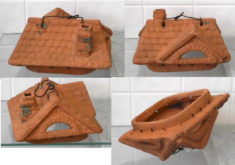 Vintage Terra Cotta Bird House Roof Cover