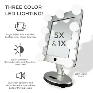 Zadro Melrose LED Schminkspiegel mit 5x/1x Vergrößerung & Bluetooth Lautsprecher - Bild 1 von 13