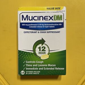 Mucinex DM 12-Hour Expectorant and Cough Suppressant Tablet 68 Count Exp 08/2025