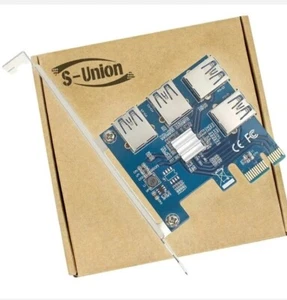 S-Union PCI-E 1 a 4 PCI Express 16X slot Riser Card PCI-E mining card crypto - Foto 1 di 2
