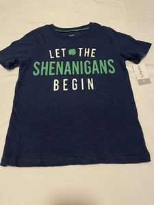 NWT- Carter's- Let The Shenanigans Begin St Patrick's Day Blue TShirt- Boys 6 - Picture 1 of 1