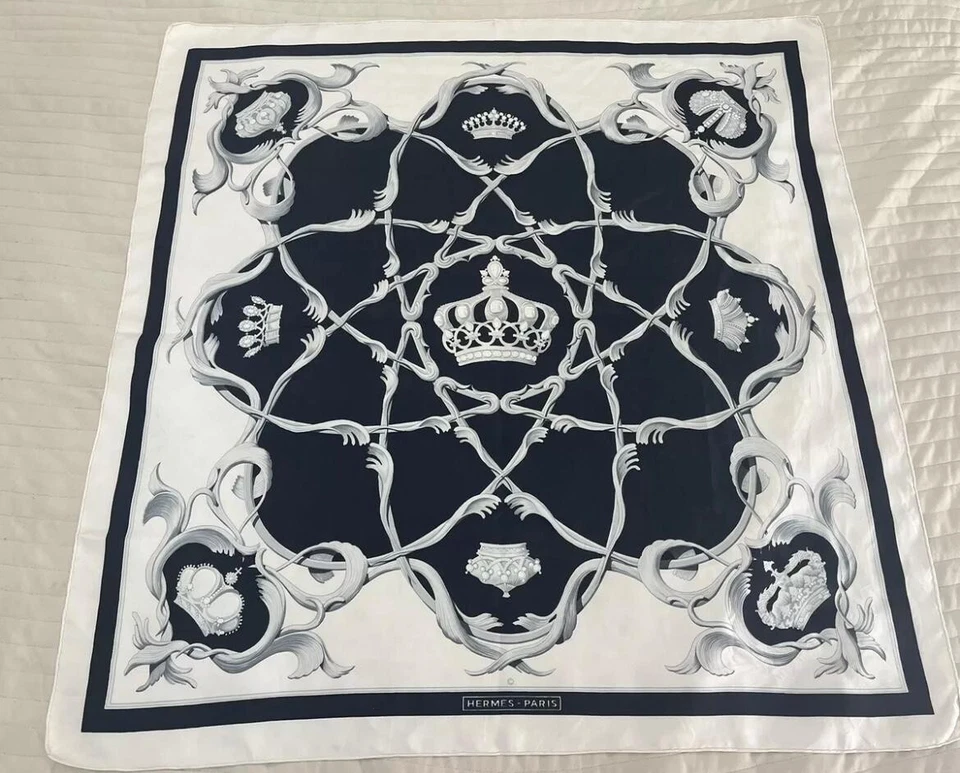 S5# Hermès Les Couronnes silk scarf 35 inch - Image 1 of 4