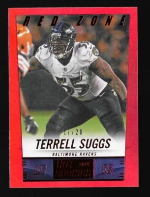 Terrell Suggs 2014 Panini Score Red Prizm Red Zone #17/20 Baltimore Ravens SSP - Image 1 of 2