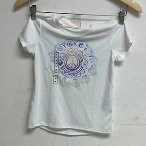 DSG Girl's Relaxed Fit Crew Graphic Tee Pure White Peace DAG11100 - Picture 1 of 5