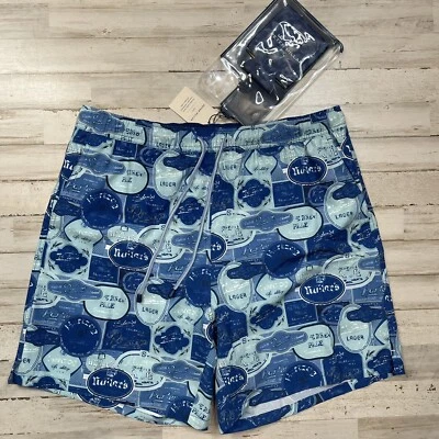 Peter Millar Vintage Labels Swim Trunks Blue Can Caddie Phone Sleeve XL NWT $100 - Image 1 of 4