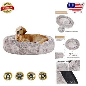 Luxury Faux Fur Dog Bed - 36"L x 27"W, Supports Joint Pain & Ensures Cozy Sleep - Picture 1 of 8