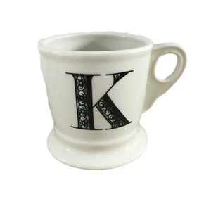 Anthropologie Mug Monogram Letter K Alphabet Coffee Tea Black White Minimalist - Picture 1 of 7