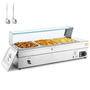 Upgrade 3x1/2 Pan Commercial Electric Food Warmer Large Buffet Server Bain Marie - Picture 1 of 10