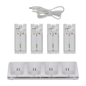 4-in-1 Charging Station for Wii&Wii U Remote Controller 4 Rechargeable Batteries - Picture 1 of 6