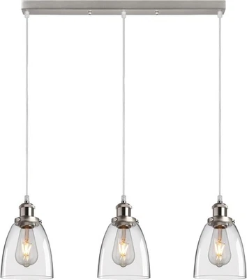 Modern 3-Light Glass Pendant Ceiling Light Adjustable Hanging Lamp - Image 1 of 4