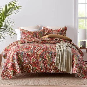 Cotton Bedspread Quilt Sets Reversible Bedding Coverlet Sets Comforter, Flora... - Picture 1 of 9