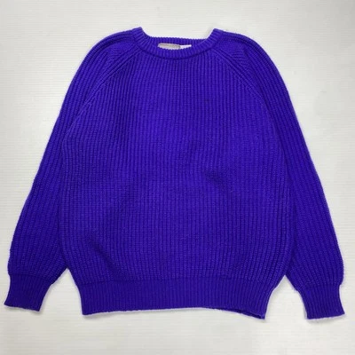 Vtg Yarnworks Womens Sweater L Purple Heavy Knit Raglan Crewneck Acrylic Retro - Image 1 of 4