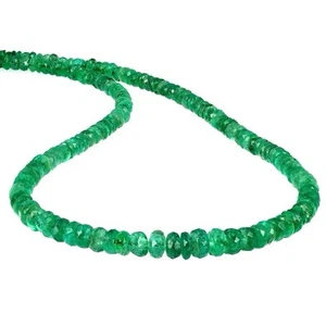 Natural Beryl Emerald Necklace Faceted Round 4 5mm Beads 20 Inch Strand - Picture 1 of 4