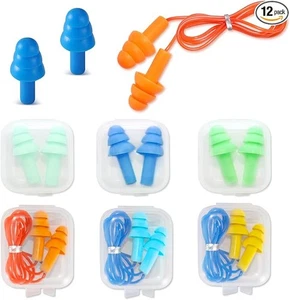 6 Pairs Silicone Ear Plugs for Swimming, Sleeping, Noise Reduction - Picture 1 of 5