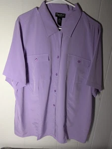 Maggie Barnes Ladies Lilac Blouse Size 1X 18/20 Short Sleeve Pockets - Picture 1 of 3