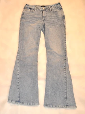 Pantalones de mezclilla acampanados con solapa TRUE RELIGION "Joey", para mujer 30, lavado claro nuevos con etiquetas Foto 1 de 4