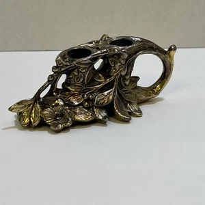 Vintage Ornate cast metal pen candle holder art nouveau floral design mid cent. - Picture 1 of 7