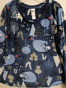 Eeyore Disney 2X 18W-20W Womens Navy Blue Velour Sleepwear Long Sleeve Top - Picture 1 of 4