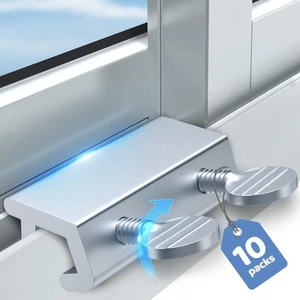 Window Locks for Security 10Pack Child Proof Home Security Adjustable Glass Wi - Picture 1 of 7