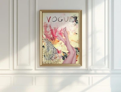 Pôster vintage da revista Vogue dos anos 90 – arte de parede colagem moda chique para dormitórios - Imagem 1 de 4