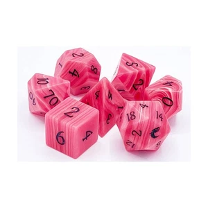 Juego de dados y suministros de polietileno Old School - ágata rosa a rayas con negro (7) nuevo - Imagen 1 de 2