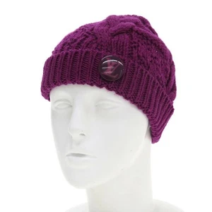 Louis Vuitton Knit Cap Beanie Hat Purple Wool LV Button Head Circumference 40cm - Picture 1 of 7