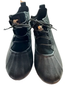Sorel Boots Out N’ About Waterproof Rain Snow Leather Comfort Black Grey Size 9 - Picture 1 of 6