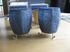 2 blue glass bead candle holders 11 cms high NEW