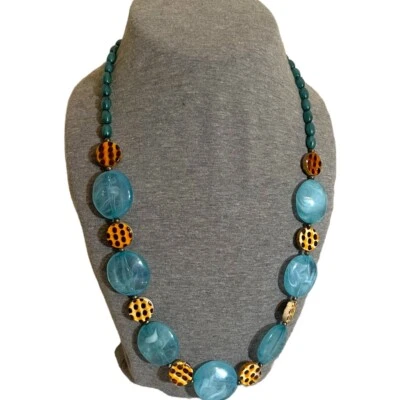 Collar con cuentas de turquesa y crema, marrón y naranja  Foto 1 de 4