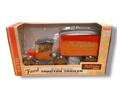 Ertl Ford 1918 Tractor Trailer True Value Hardware Bank Diecast Metal NOS - Image 1 of 4