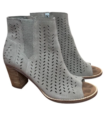 Toms Desert Taupe Suede Majorca Heeled Peep toe ankle Boot Women's size 6.5 - Image 1 of 4