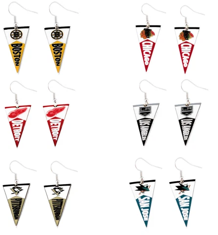 pennant earring dangle NHL Pick your team Cover