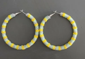 INDIANER PERLEN CREOLEN OHRRINGE INDIANER PERLENARBEIT - Bild 1 von 5