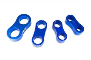 AN12 DUAL CLIPS Hose Fuel lines Clamp Cable Blue - Picture 1 of 11