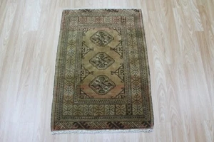 OVERDYED PERSIAN TRIBAL RUG, BEIGE BROWN WOOL RUG, GREAT CONDITION  85 X 60 CM   - Picture 1 of 5