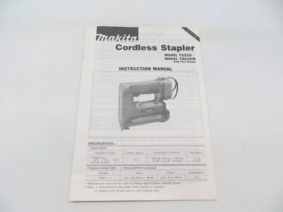 MAKITA Tool Instruction Manual Cordless Stapler Model T221D / T221DW - Image 1 of 4