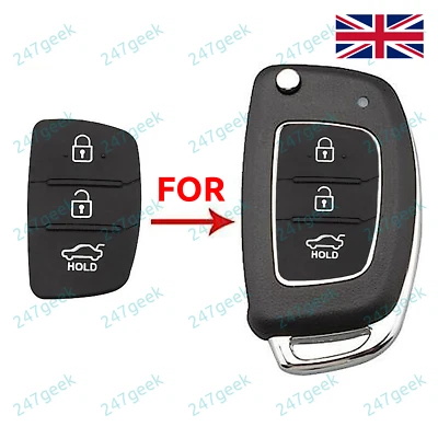 🇬🇧Hyundai i10 i20 i30 i40 ix20 ix35 3 Button Replacement Rubber Key Remote Fob - Image 1 of 4