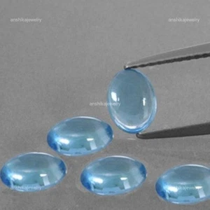 Natural Oval Sky Blue Topaz Loose Cabochon Semiprecious Gemstone 7X9MM - Picture 1 of 9